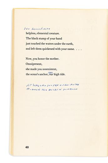 LOWELL, ROBERT. Near the Ocean. Inscribed and Signed, twice, on the half-title: For Sebastiano / in the time of my / crisis / Robert L